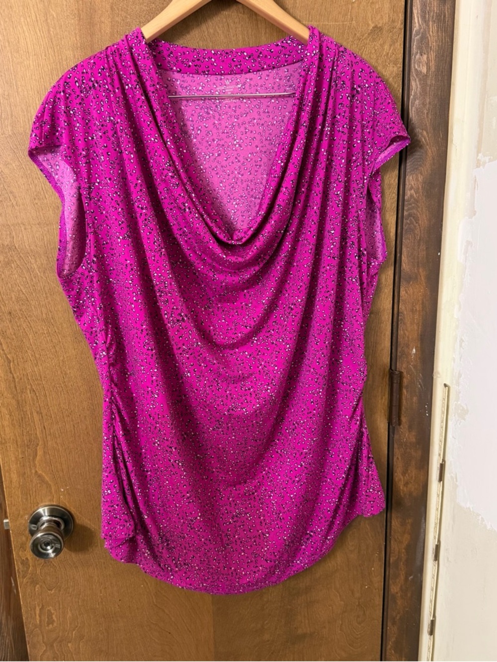 Worthington 3X Drape Neck Top in Fuchsia Pink